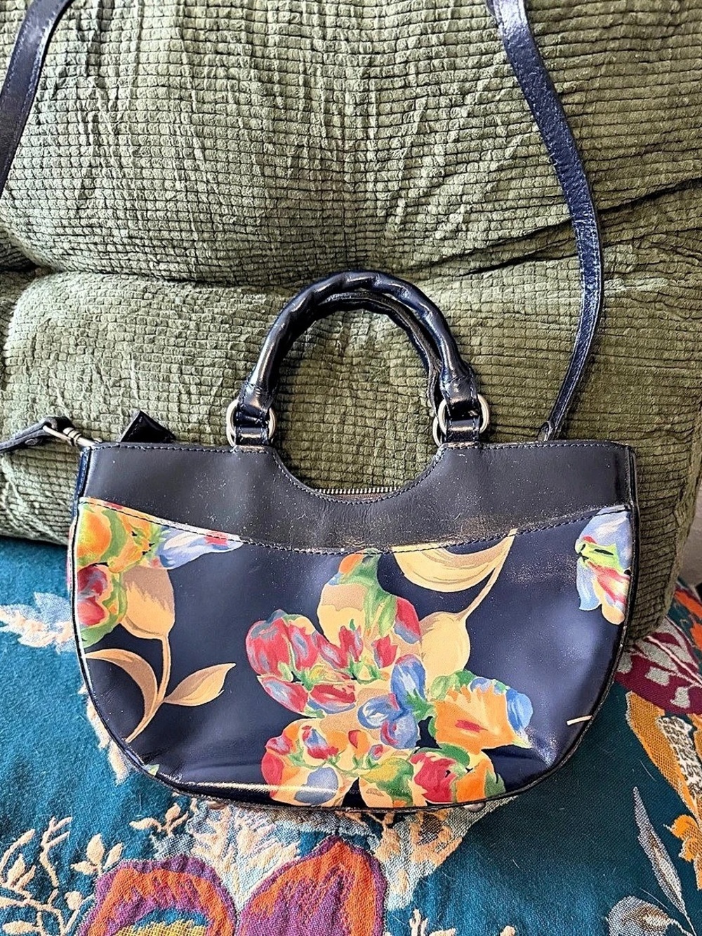 Patricia Nash Floral Shoulder Bag in Black & Multicolor